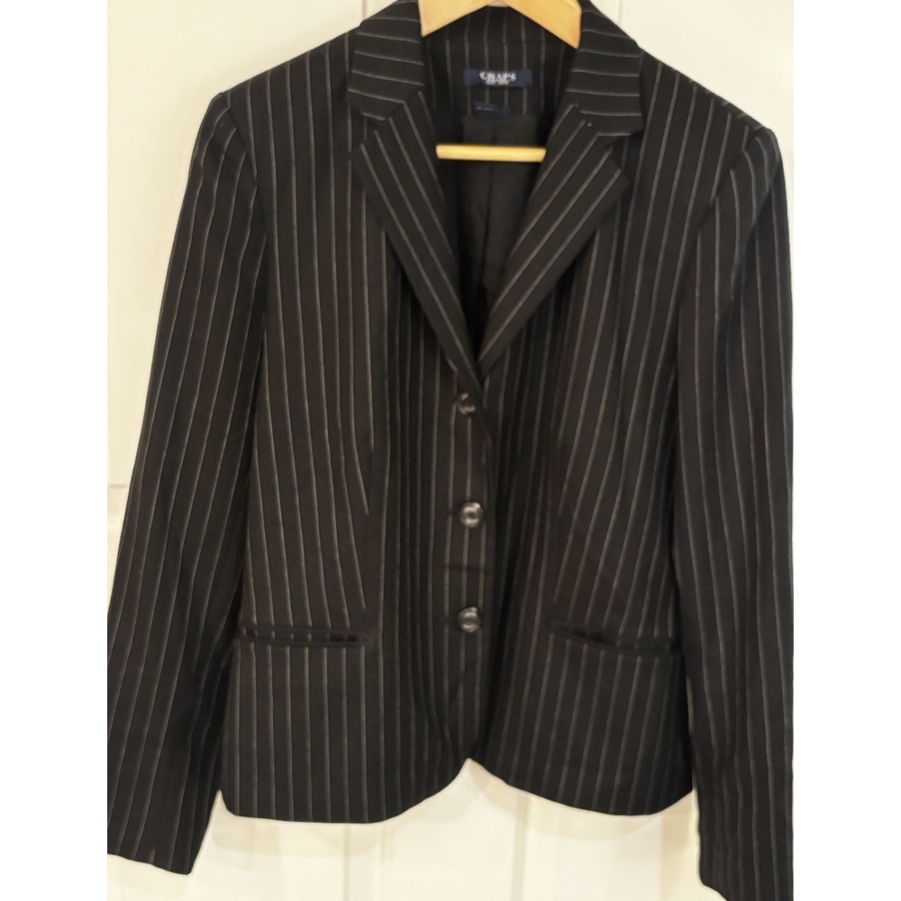 Chaps Wool Black Pin-Stripe Women's Lined Career Executive Warm ~ SZ 10